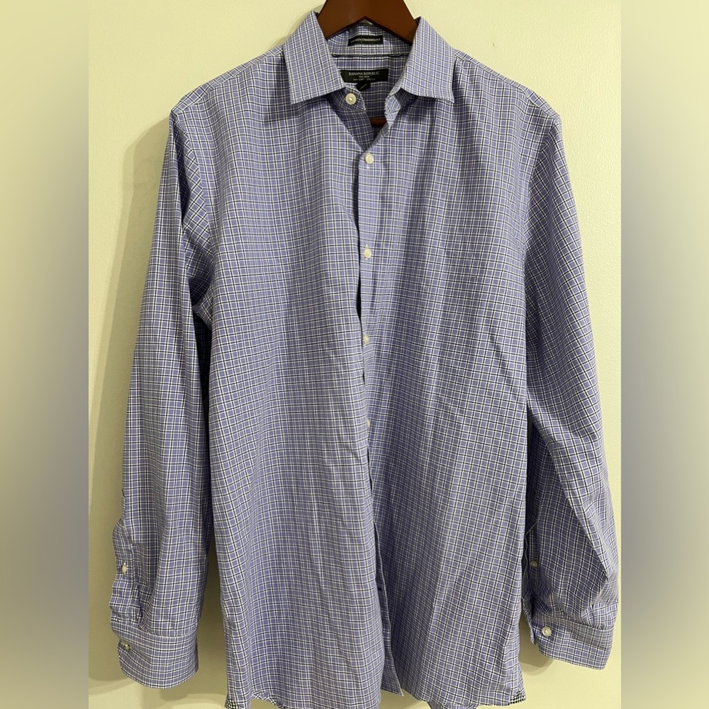 Banana Republic Plaid Men’s Button Up Shirt Size L